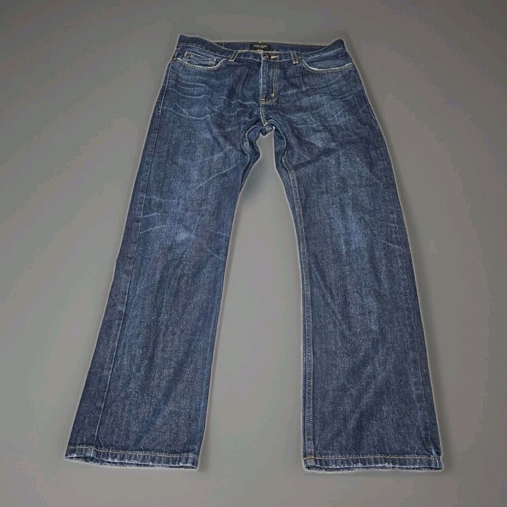 Adam Levine Men's The Patriot Slim Straight Dark Wash Blue Denim Jeans 5-Pocket